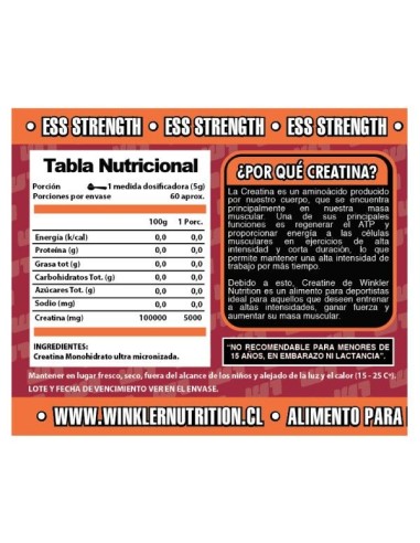 Creatina Winkler Nutrition, 300 grs,...