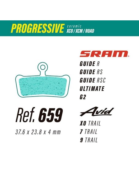 Pastillas LESS BRAKES Progressive 659 para Sram Guide, Ultimate, G2