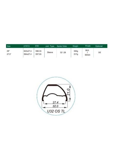 Llanta Weinmann aro 27.5 - U32 OS TL...