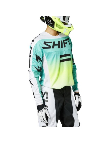 Jersey SHIFT Moto Whit3 Label Fade, blanco/verde