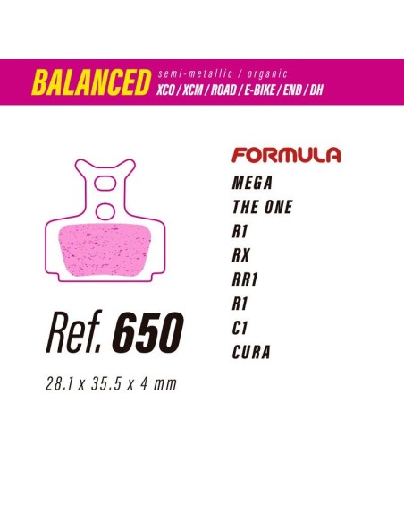 Pastillas LESS BRAKES Balanced 650 para Formula Mega, The One, R1,RX, RR1, R1, C1, CURA