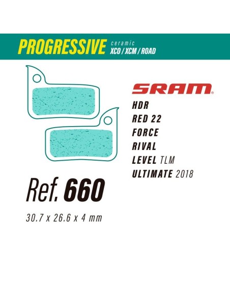 Pastillas LESS BRAKES Progressive 660 para Sram HDR-Red22-Force-Rival-Level-Ultimate