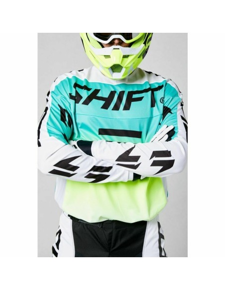 Jersey SHIFT Moto Whit3 Label Fade, blanco/verde