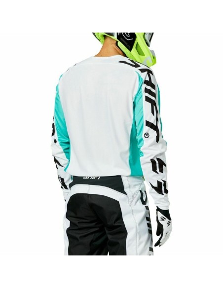 Jersey SHIFT Moto Whit3 Label Fade, blanco/verde