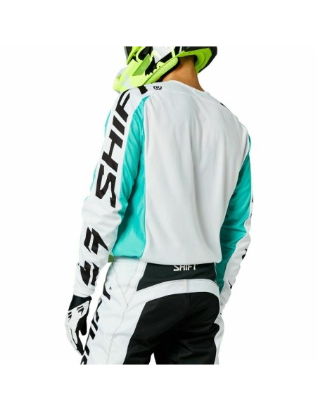 Jersey SHIFT Moto Whit3 Label Fade, blanco/verde